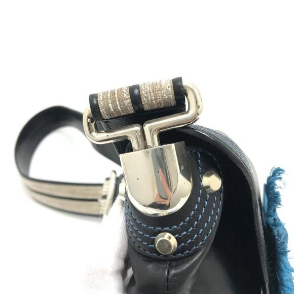 CELINE 115/130 ribbon Crossbody Bag Shoulder Bag Leather Black/SilverHardware - Picture 11 of 15